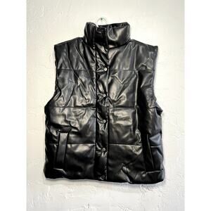 Pink Lily black puffer vest womens large outdoors trendy streetwear urban punk